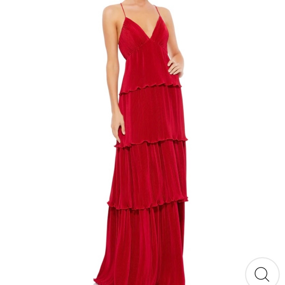 Ieena by Mac Duggal Spaghetti Strap Tiered Ruffle Dress